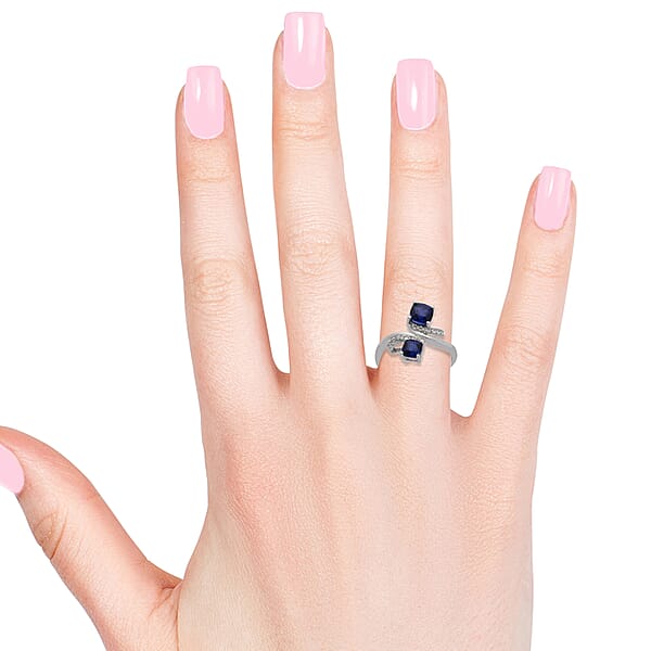Lab Created Blue Sapphire And Lab Created White Sapphire Ring In Sterling Silver