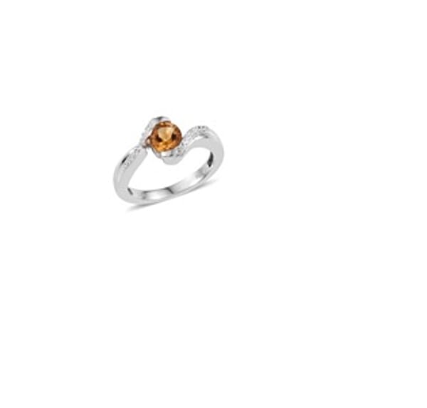 Lab Created White Sapphire And Brazilian Citrine Ring In Sterling Silver