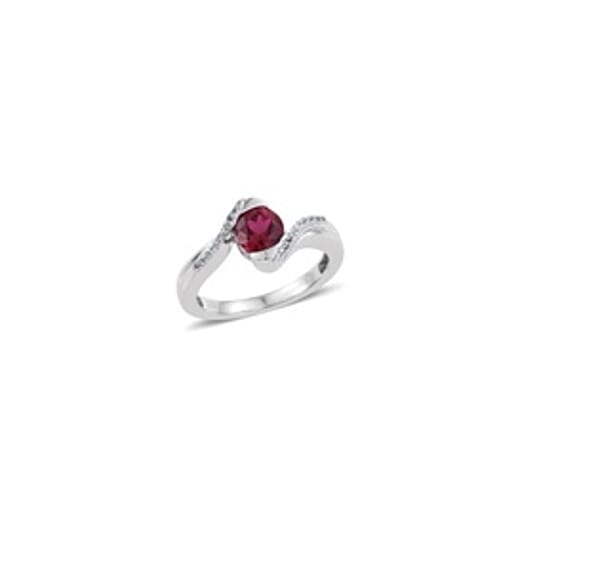 Lab Created White Sapphire And Lab Created Ruby Ring In Sterling Silver