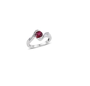 Lab Created White Sapphire and Lab Created Ruby Ring in Sterling Silver