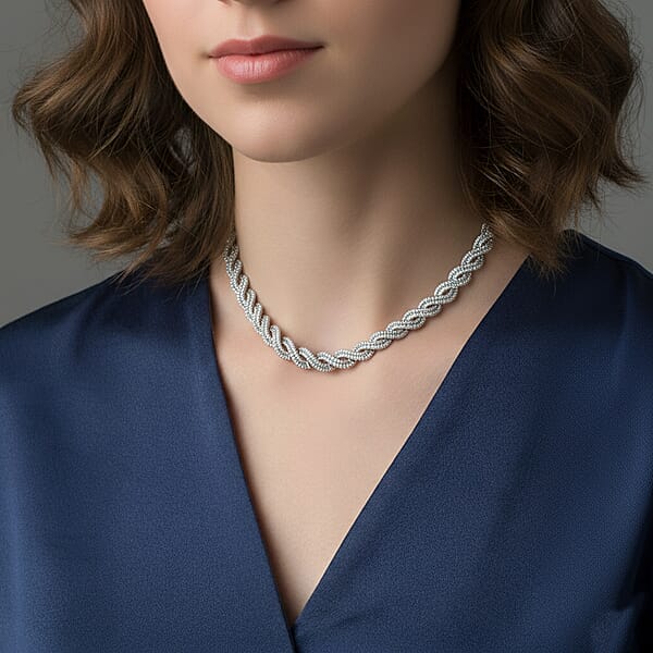 Lab Grown Diamond 12.20 Ctw Intertwined Destiny Necklace In Rhodium Over Sterling Silver 20 Inches