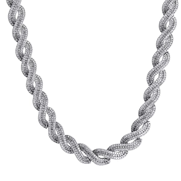 Lab Grown Diamond 12.20 Ctw Intertwined Destiny Necklace In Rhodium Over Sterling Silver 20 Inches