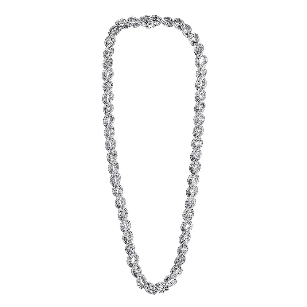 Lab Grown Diamond 12.20 ctw Intertwined Destiny Necklace in Rhodium Over Sterling Silver 20 Inches