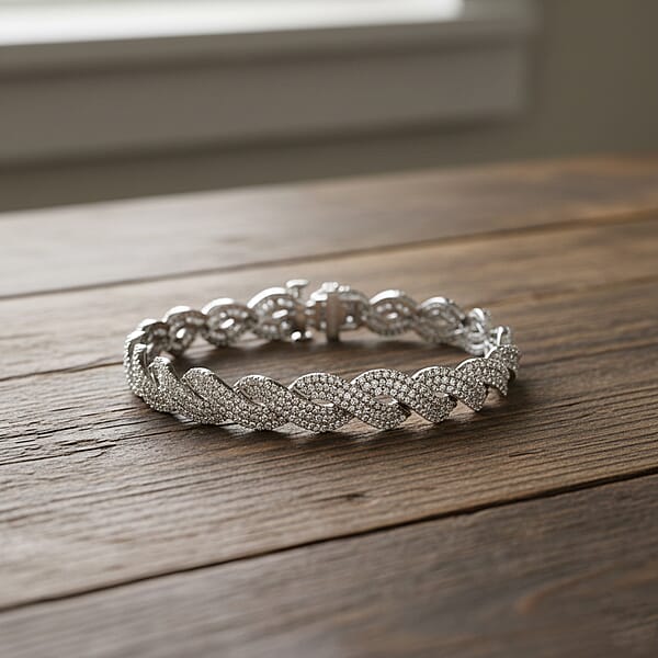 Lab Grown Diamond I1-I2 5.20 Ctw Intertwined Destiny Bracelet In Rhodium Over Sterling Silver (8.00 In)
