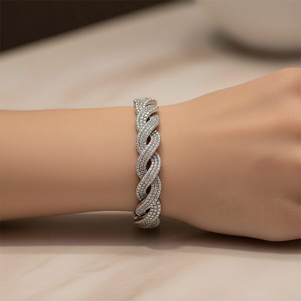 Lab Grown Diamond I1-I2 5.20 Ctw Intertwined Destiny Bracelet In Rhodium Over Sterling Silver (8.00 In)