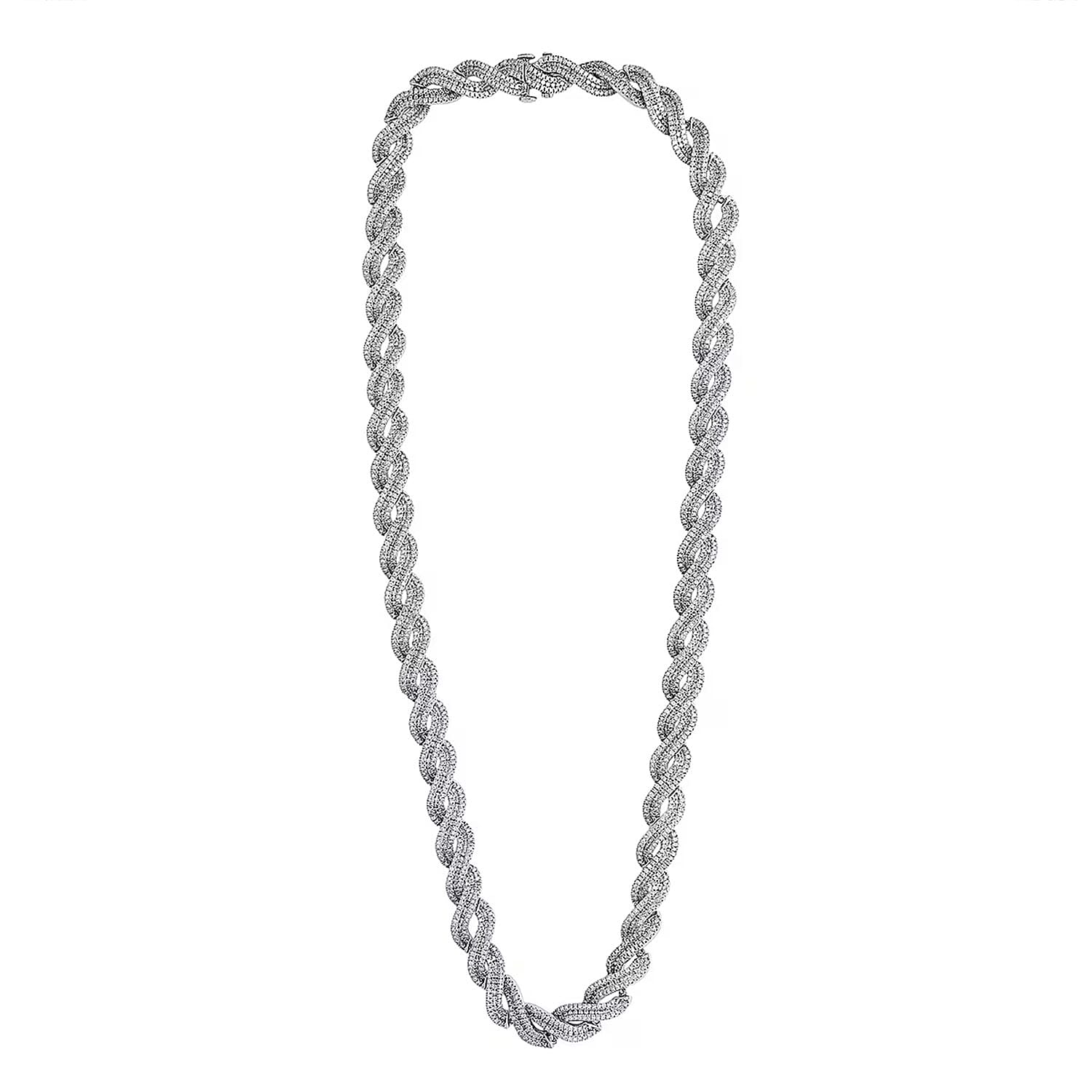 Lab Grown Diamond Intertwined Necklace in Rhodium Over Sterling Silver 12.20 ctw (20 Inches)