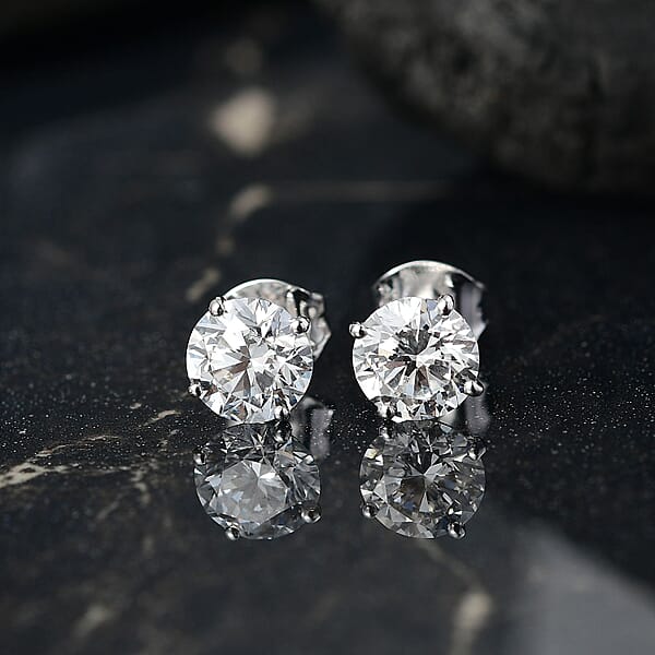 Lab Grown Diamond SI 2.00 Ctw Stud Earrings In 14K White Gold