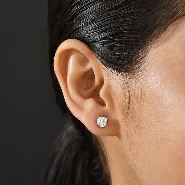 Lab Grown Diamond SI 2.00 Ctw Stud Earrings In 14K White Gold