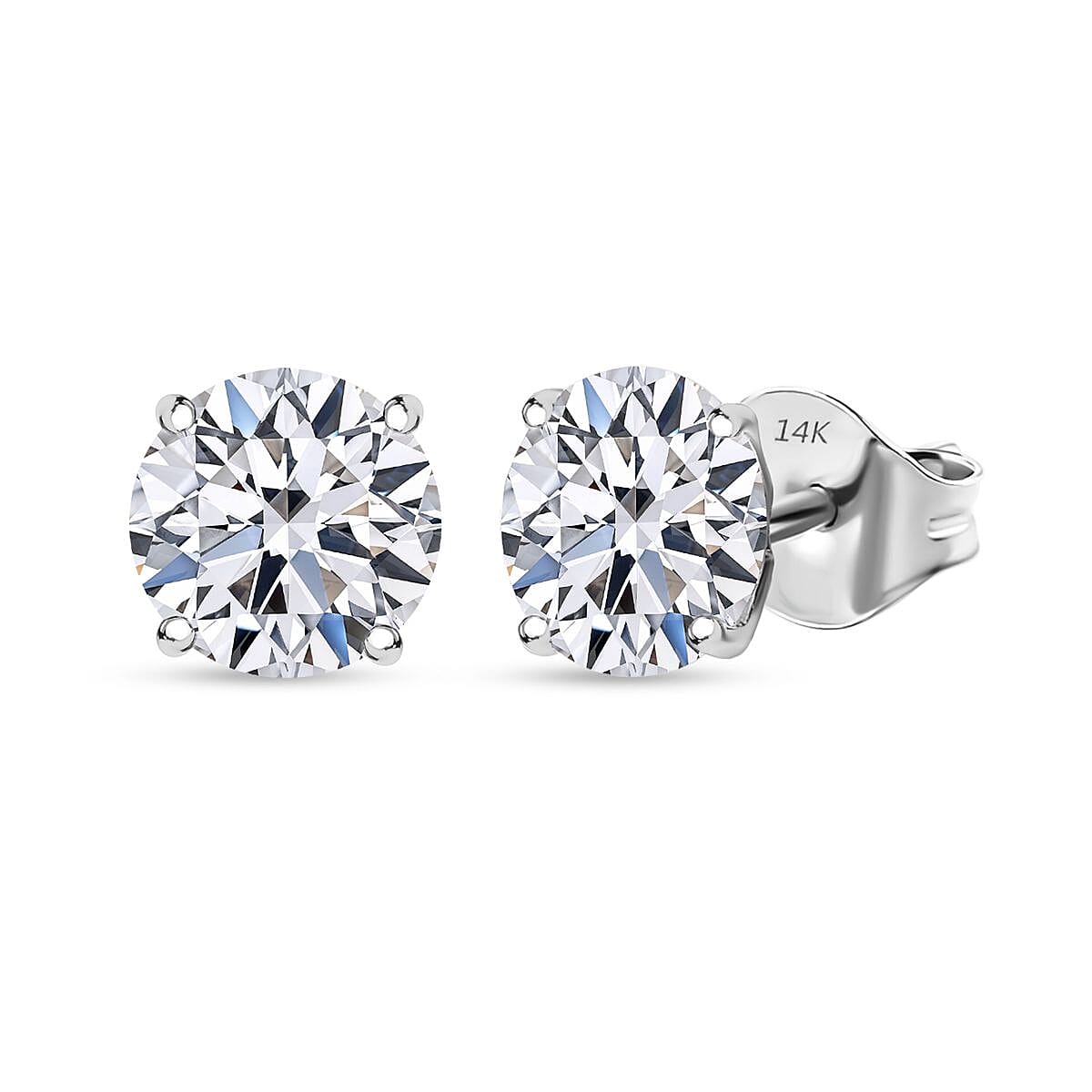 Lab Grown Diamond SI 2.00 Ctw Stud Earrings In 14K White Gold