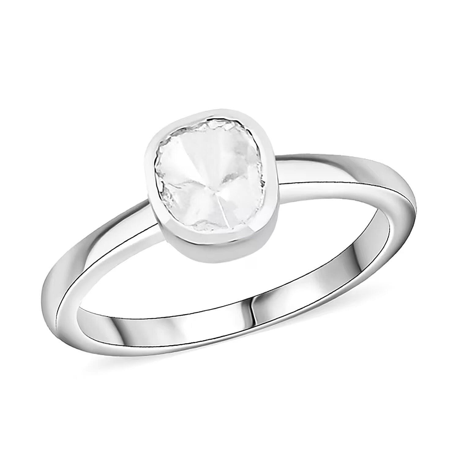 Lab Grown Polki Diamond Ring in Sterling Silver 0.25 ctw
