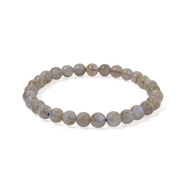 Labradorite 350.00 Ctw Large Palm And Beaded Stretch Bracelet