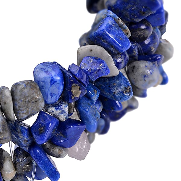 Lapis Lazuli 249.50 Ctw Chips Carpet Stretch Bracelet
