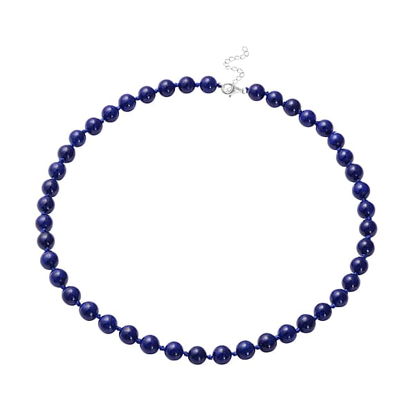 Lapis Lazuli 277.00 Ctw Beaded Stretch Bracelet Earrings And Necklace Set In Sterling Silver (18.00 In)