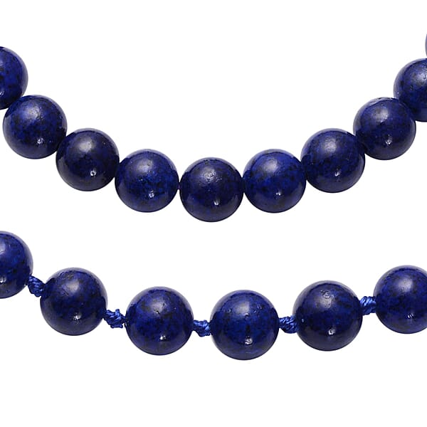 Lapis Lazuli 277.00 Ctw Beaded Stretch Bracelet Earrings And Necklace Set In Sterling Silver (18.00 In)