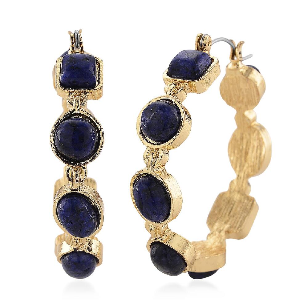 Lapis Lazuli 50.00 ctw Hoop Earrings in Goldtone