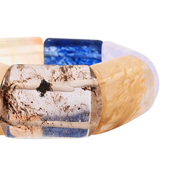 Large Section Multi-Quartz 321.15 Ctw Stretch Bracelet (6-7In)