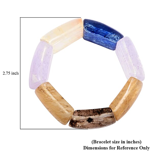 Large Section Multi-Quartz 321.15 Ctw Stretch Bracelet (6-7In)