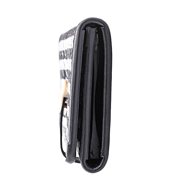 Las Vegas Closeout Deal BY:KY Black Houndstooth Pattern Faux Leather Wallet With Golden Accent
