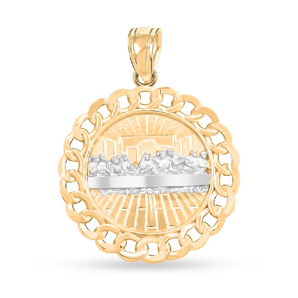 Last Supper Pendant without Chain in 10K Yellow and White Gold 2.20 Grams
