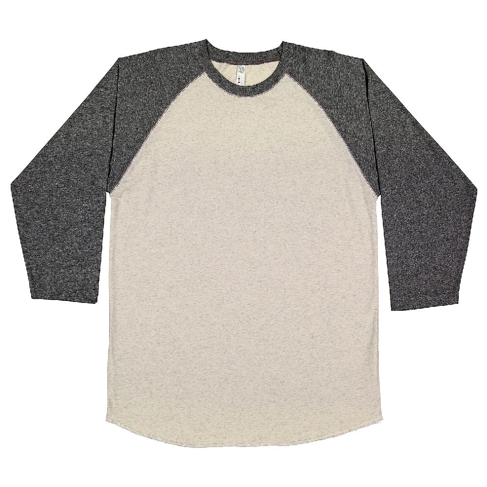 LAT Natural Heather 100% Cotton Fine Jersey 3/4 Raglan Sleeve Tee - XL