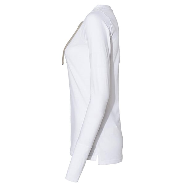LAT White Long Sleeve Lace-Up Cotton Blend Fine Jersey Tee - M