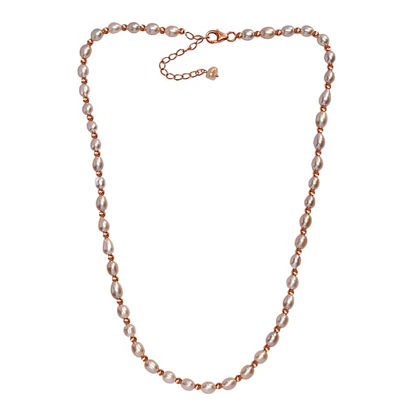 Lavender Pearl Necklace (18 Inches) In 18K Vermeil Rose Gold Over Sterling Silver