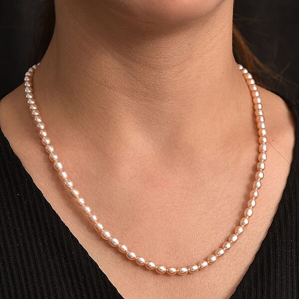 Lavender Pearl Necklace (18 Inches) In 18K Vermeil Yellow Gold Over Sterling Silver