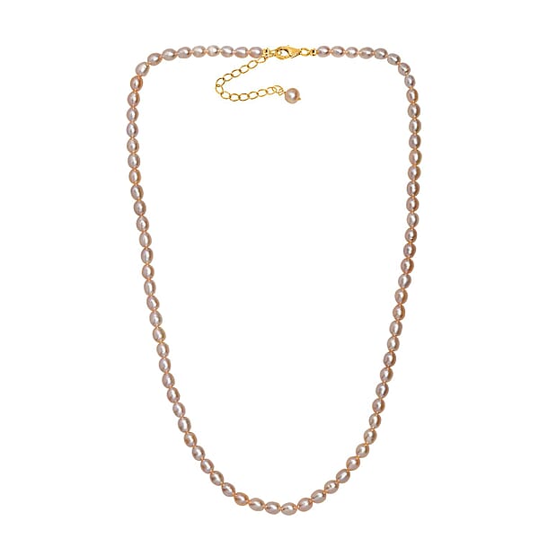 Lavender Pearl Necklace (18 Inches) In 18K Vermeil Yellow Gold Over Sterling Silver