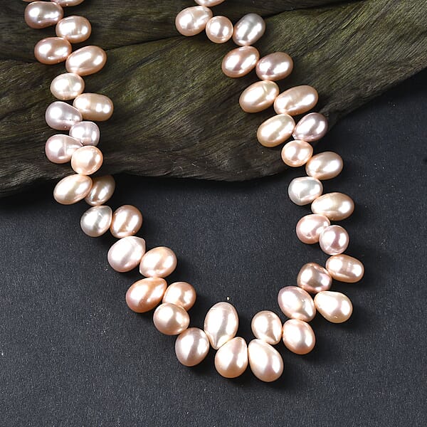 Lavender Pearl Necklace In 18K Vermeil Rose Gold Over Sterling Silver 18 Inches