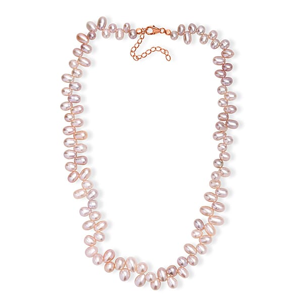 Lavender Pearl Necklace In 18K Vermeil Rose Gold Over Sterling Silver 18 Inches