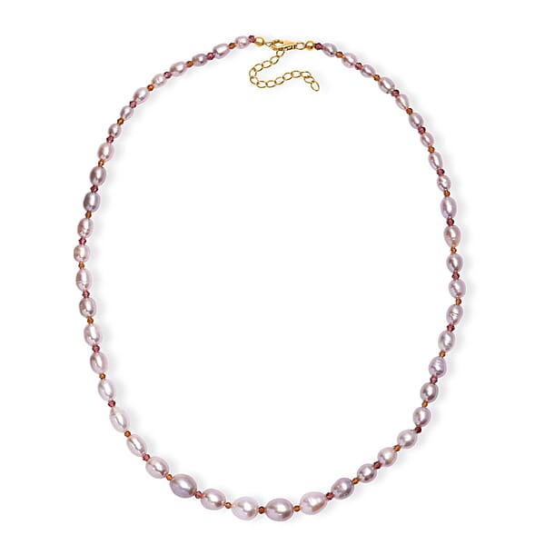 Lavender Pearl Orissa Rhodolite Garnet And Hessonite Garnet 10.00 Ctw Necklace In 18K Vermeil YG Over Sterling Silver 18 Inches