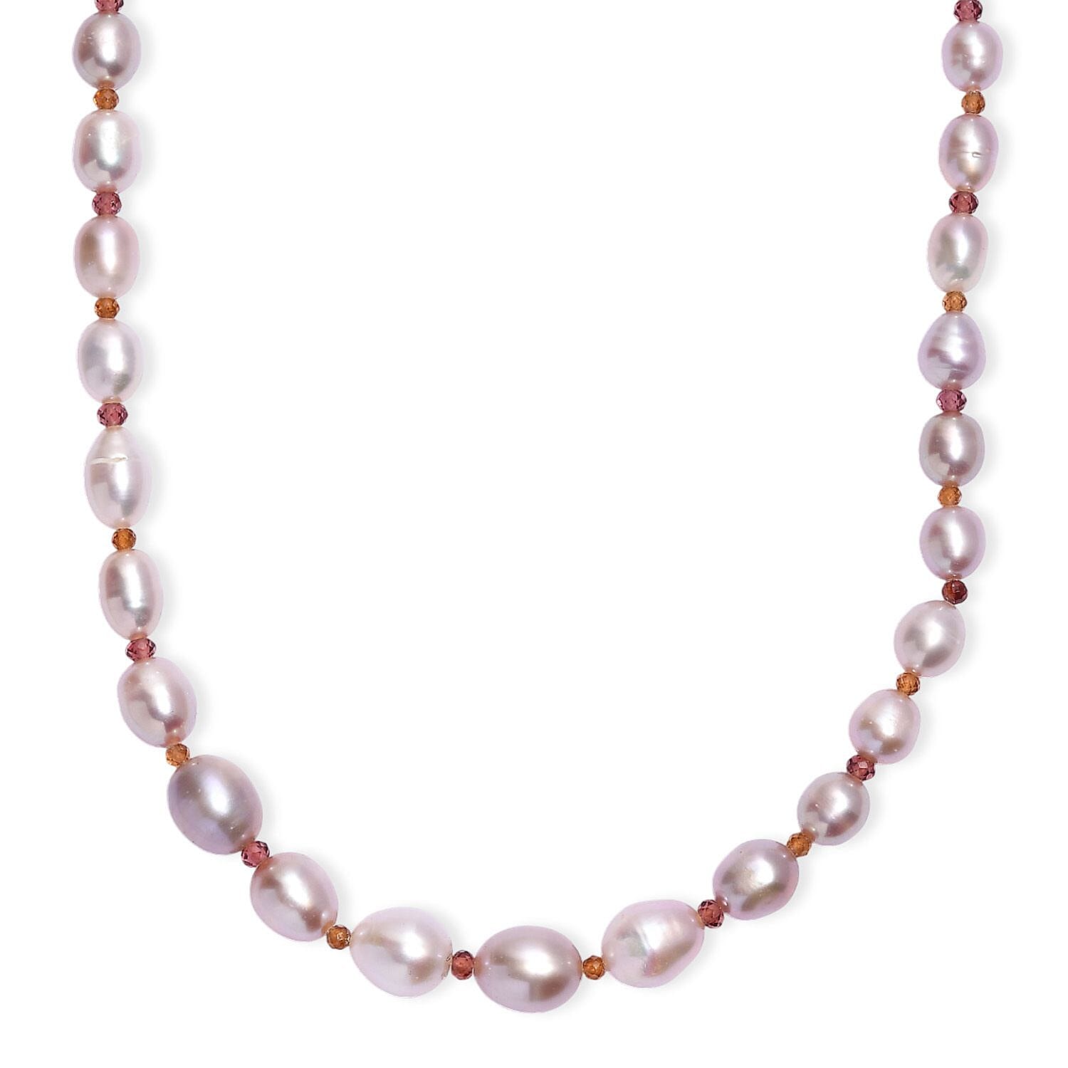 Lavender Pearl Orissa Rhodolite Garnet and Hessonite Garnet 10.00 ctw Necklace in 18K Vermeil YG Over Sterling Silver 18 Inches
