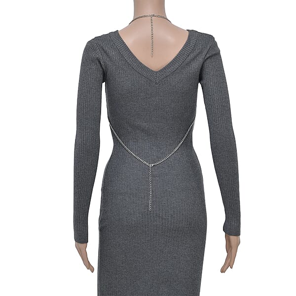 Layered Design Body Chain 28 Inches In Silvertone