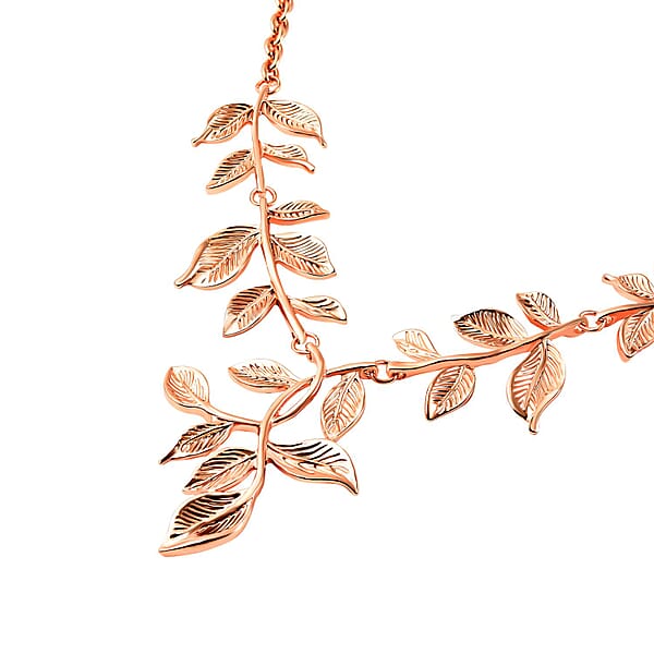 Leaf Earrings And Necklace In Rosetone 22-23 Inches