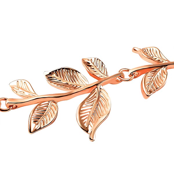 Leaf Earrings And Necklace In Rosetone 22-23 Inches
