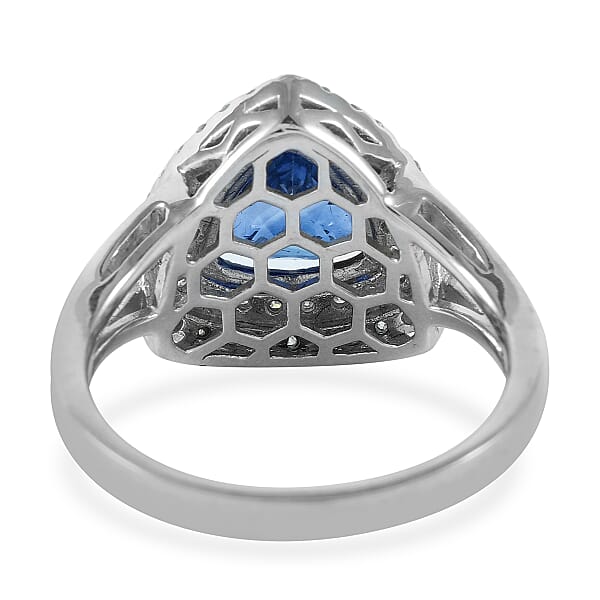 LIMITED EDITION 14K White Gold Ceylon Blue Sapphire And G-H I1 Diamond Ring 4.76 Grams 2.84 Ctw