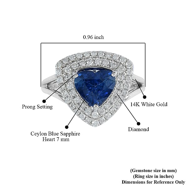 LIMITED EDITION 14K White Gold Ceylon Blue Sapphire And G-H I1 Diamond Ring 4.76 Grams 2.84 Ctw