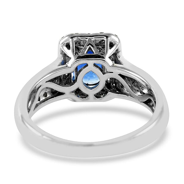 Limited Edition 14K White Gold Ceylon Blue Sapphire And Diamond Ring 2.80 Ctw