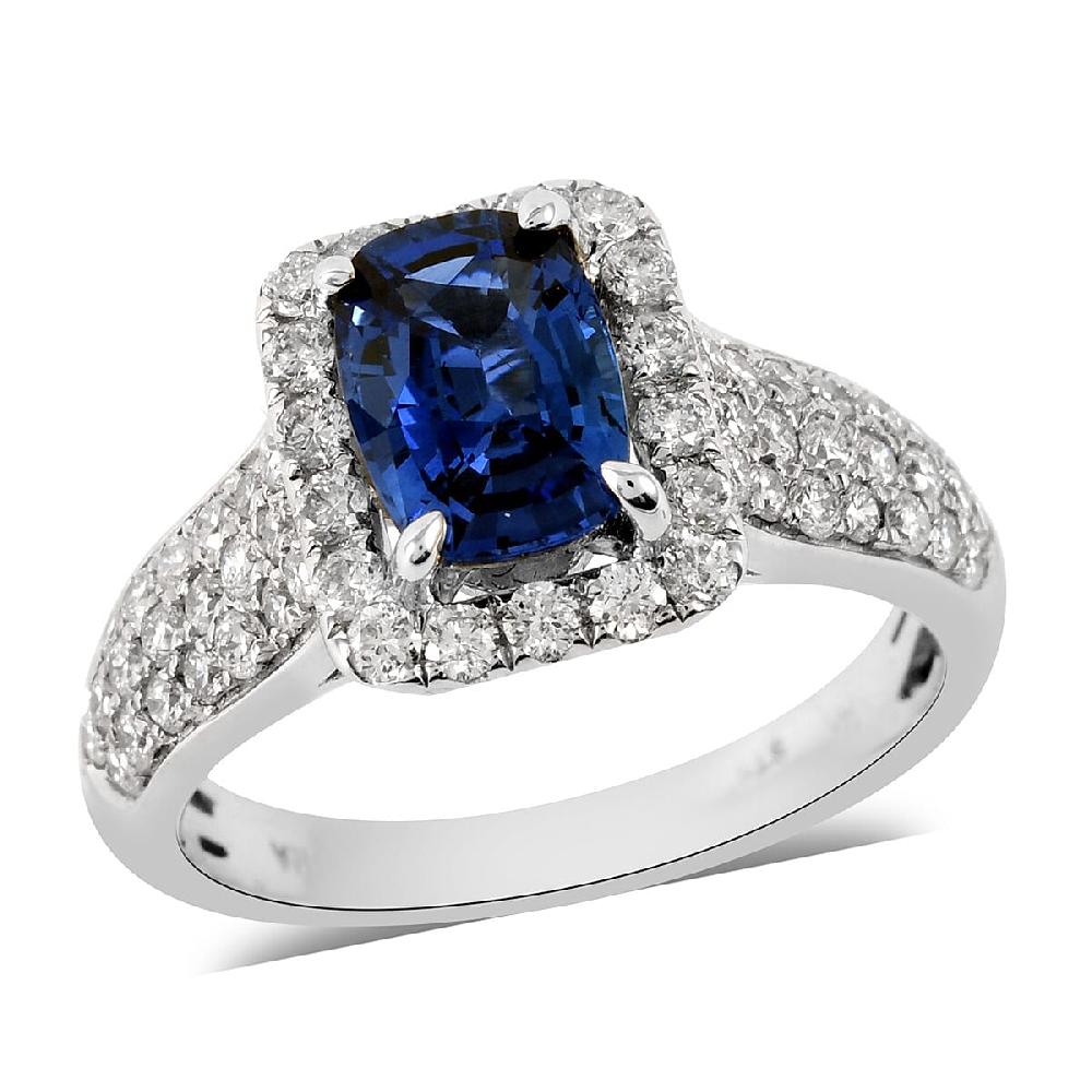 Limited Edition 14K White Gold Ceylon Blue Sapphire and Diamond Ring 2.80 ctw