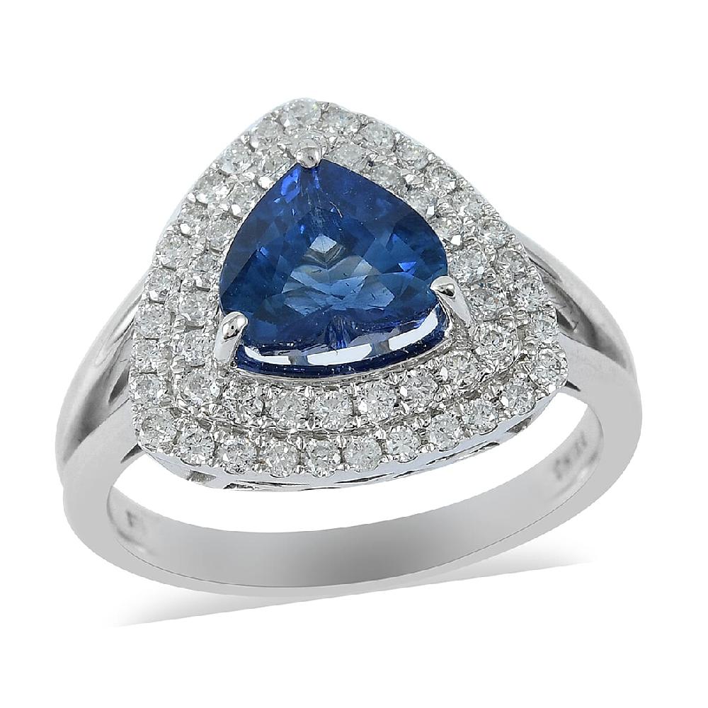 LIMITED EDITION 14K White Gold Ceylon Blue Sapphire and G-H I1 Diamond Ring 4.76 Grams 2.84 ctw
