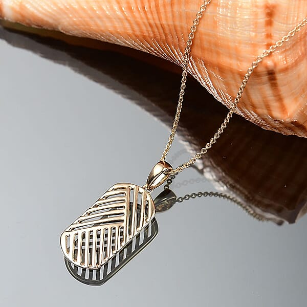 Linear Geometry Pendant Necklace In 10K Yellow Gold 2.85 Grams 20 Inches