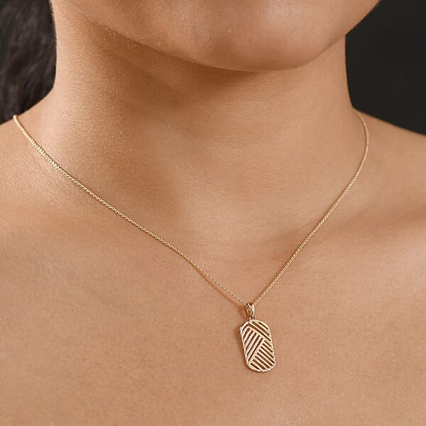 Linear Geometry Pendant Necklace In 10K Yellow Gold 2.85 Grams 20 Inches
