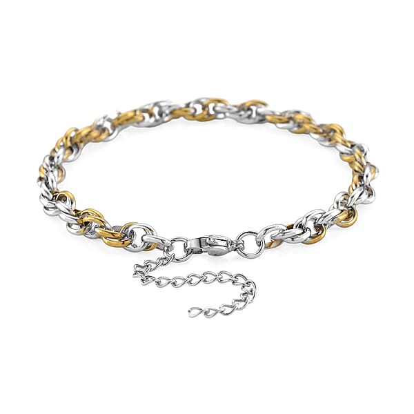 Link Chain Bracelet In ION Plated YG And Stainless Steel (8.00 In)