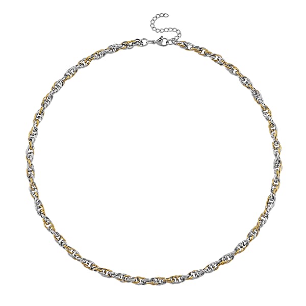 Link Chain Necklace In ION Plated YG And Stainless Steel 20-22 Inches