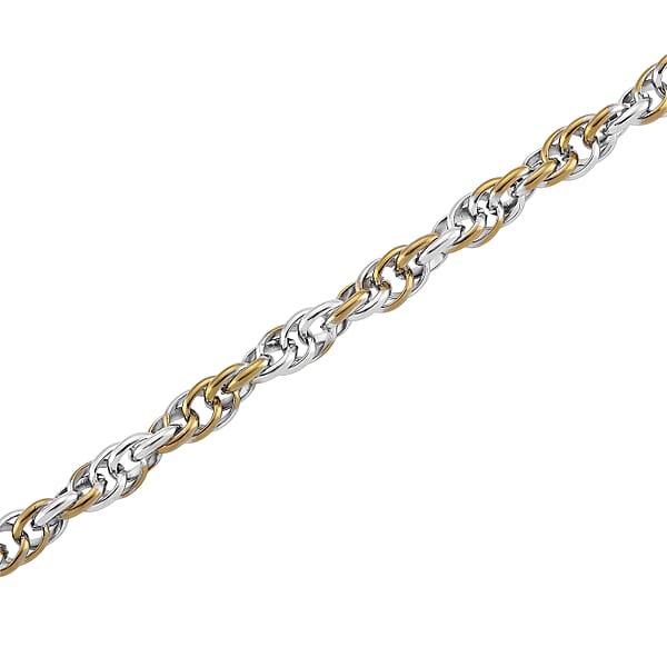 Link Chain Necklace In ION Plated YG And Stainless Steel 20-22 Inches