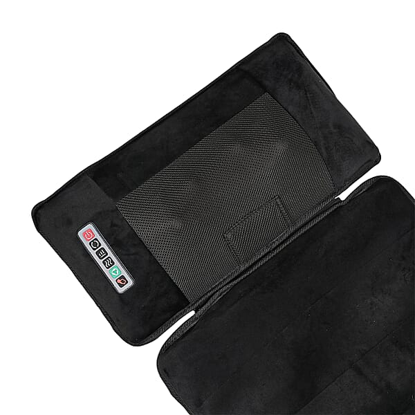 Livmore 3Pcs Set - Black Faux Leather Massage Mat With 20 Kneading Massage Heads And 2 Working Modes