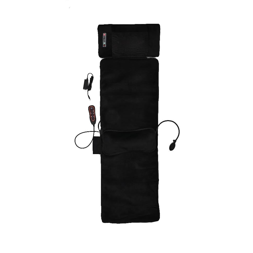 Livmore 3Pcs Set - Black Faux Leather Massage Mat with 20 Kneading Massage Heads and 2 Working Modes