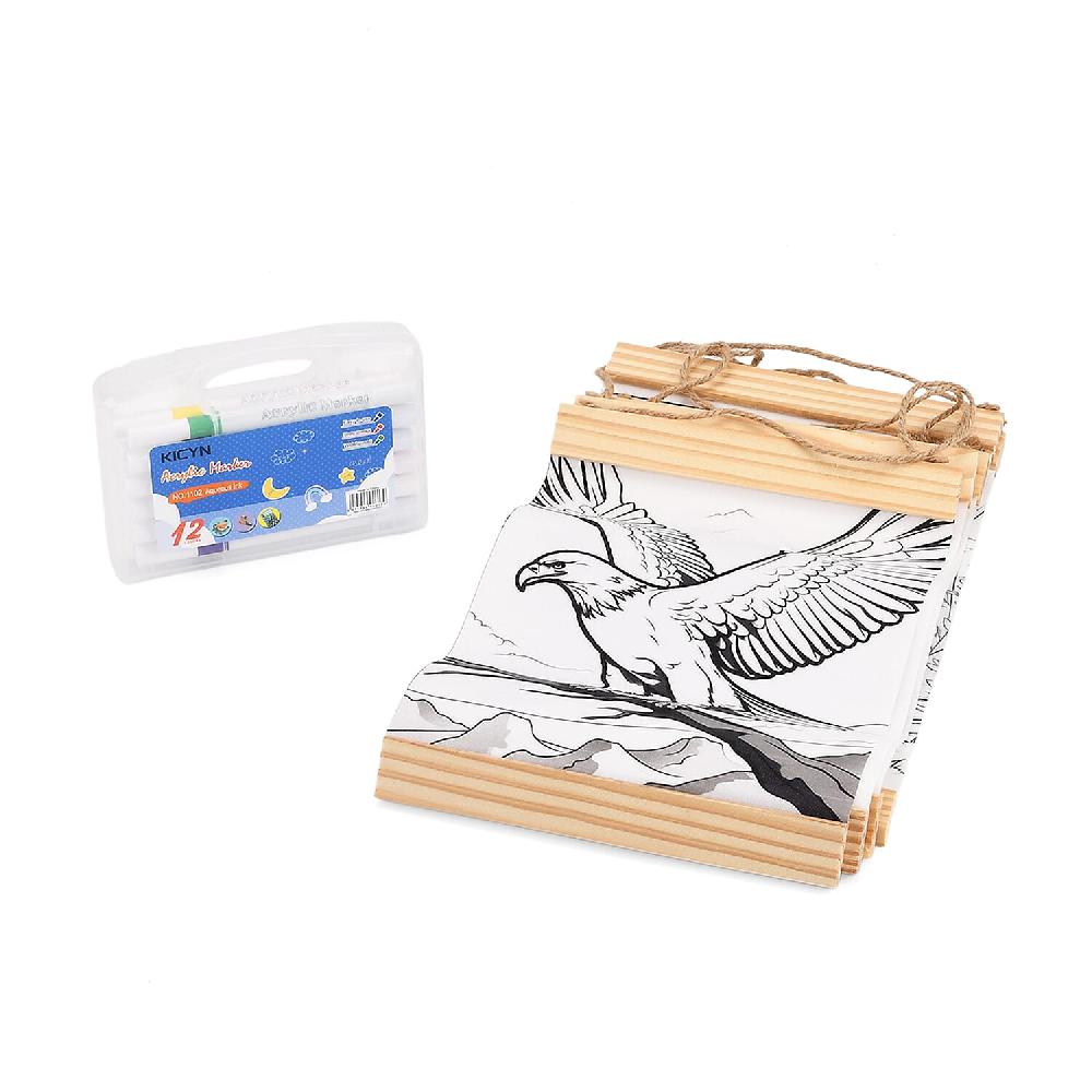 Livmore 5pcs Set Animal Theme Canvas Board with 12pcs Acrylic Markers