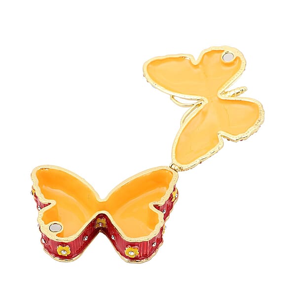 Livmore Austrian Crystal Enameled Butterfly Trinket Box In Dualtone