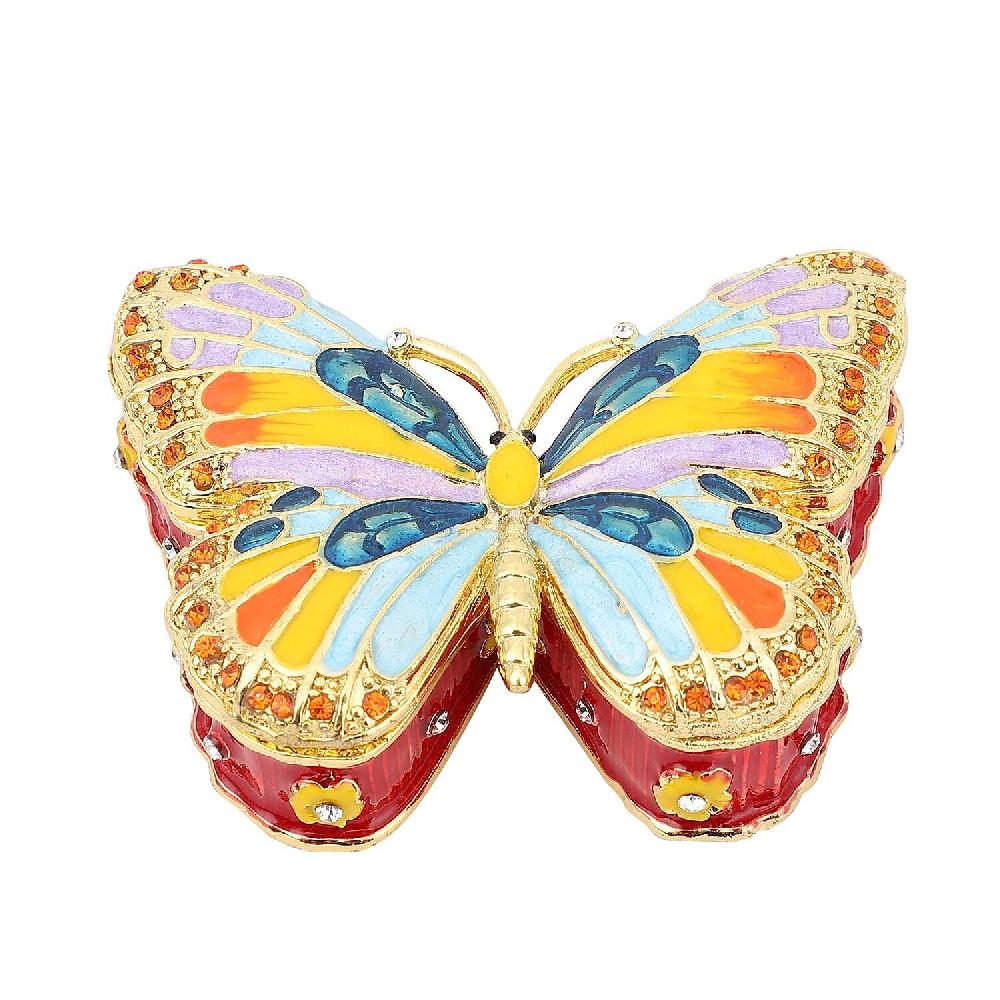Livmore Austrian Crystal Enameled Butterfly Trinket Box in Dualtone